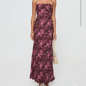Princess Polly ABEILA STRAPLESS MAXI DRESS BURGUNDY